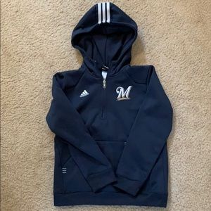 Adidas Milwaukee Brewers quarter zip hoodie